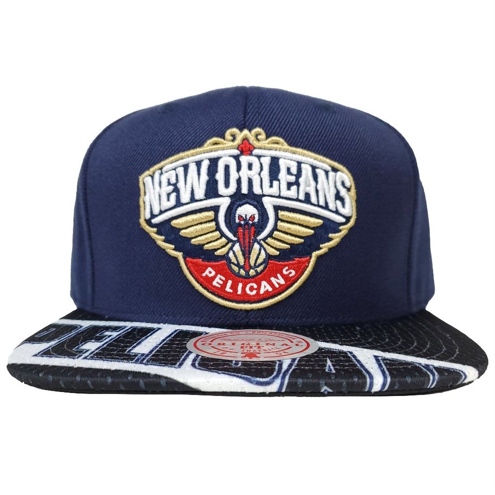 New Orleans Pelicans Mitchell & Ness Snapback‎ Hat 3D Logo Jersey Bill Cap NWT